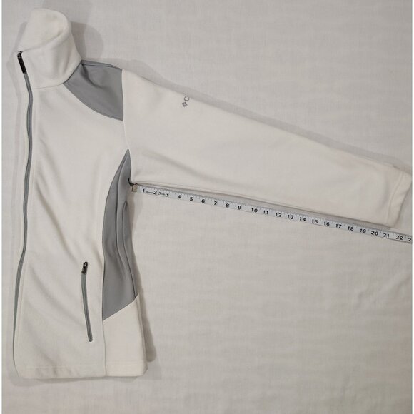 Columbia Sportswear Full Zip Fleece Jacket Womens Size Medium White Gray Pockets - Picture 12 of 16